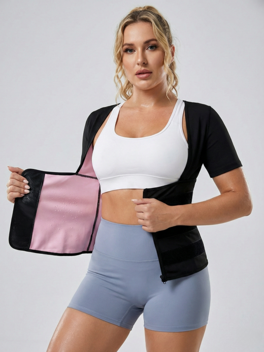 Flexvibe Sweat-Enhancing Stretchy Shapewear Top - Sweat-Wrap Workout High Support