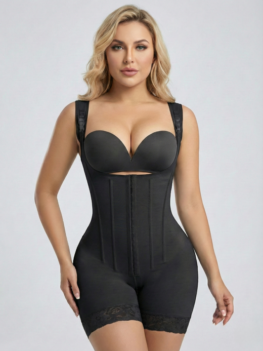 Flexvibe Steel-Boned Full-Body Shapewear Bodysuit | 4 Bones, Open-Crotch, Tummy Control, 2 Colors, S–4XL