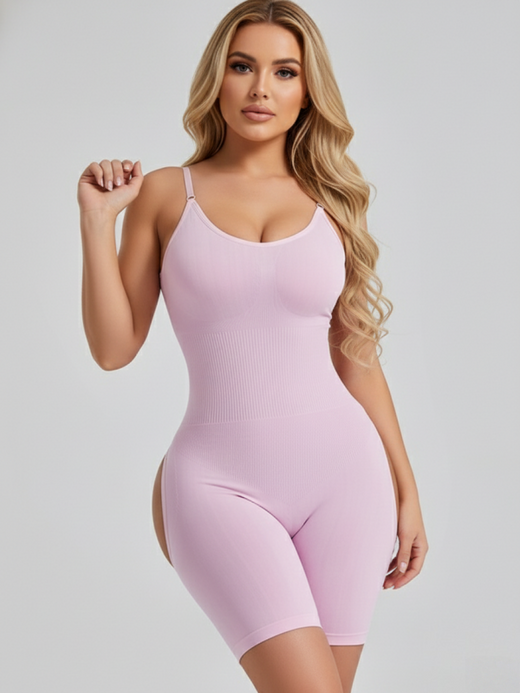 Flexvibe Seamless Back-Cutout Shapewear Bodysuit | High-Stretch, Silky, 6 Colors, S–3XL