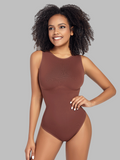 Flexvibe Button-Up Crew Neck Bodysuit S-3XL - Soft Stretchy Versatile