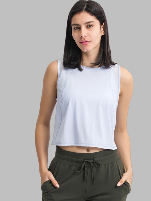 Flexvibe Sleeveless Cropped Tank Top - Breathable Moisture-Wicking Yoga Gym