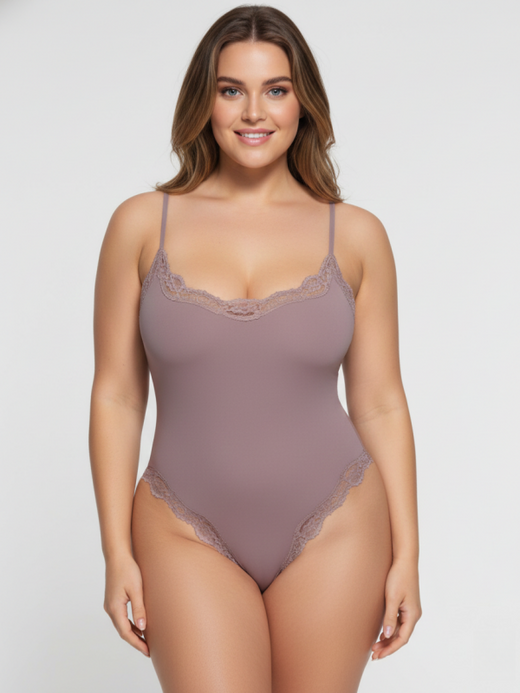 Flexvibe Lace-Trim Camisole Shapewear | Thong, Tummy Control, Waist Slimming, Butt Lifting, 6 Colors, XS–3XL