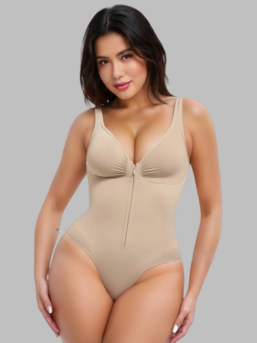 Flexvibe Strappy Full Body Shapewear | One-Piece, Zipper, Open-Crotch, S–XXL