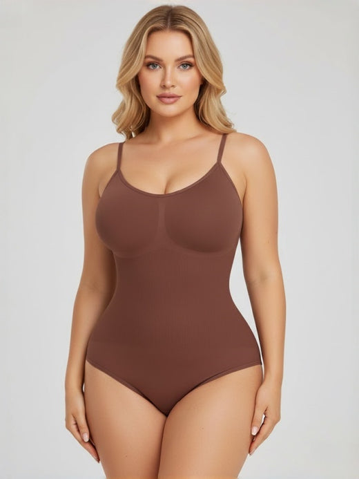 Flexvibe Plus-Size Butt Lift Shapewear Bodysuit | High-Waist Tummy Control, Seamless, XS–3XL, Brown