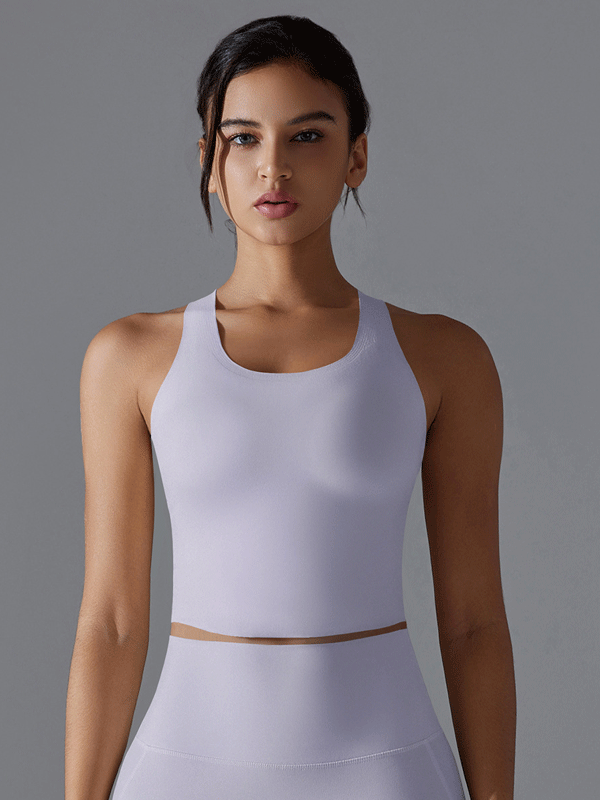 Flexvibe Color Block Seamless Sports Bra Mid-Length Shockproof Open Back