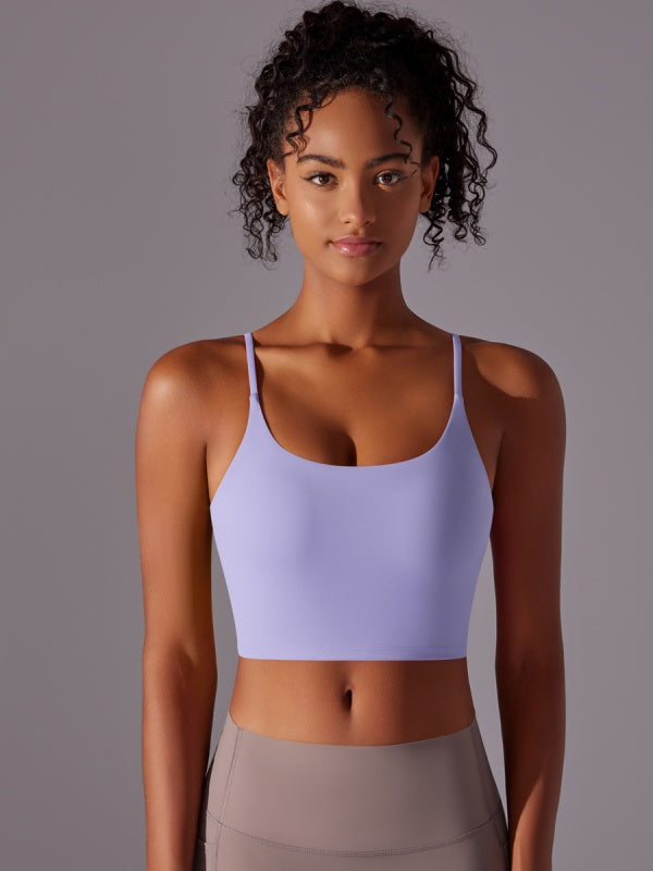 Flexvibe Double-Sided Nylon Sports Bra Semi-Fixed Cup High Elastic Tight Fit