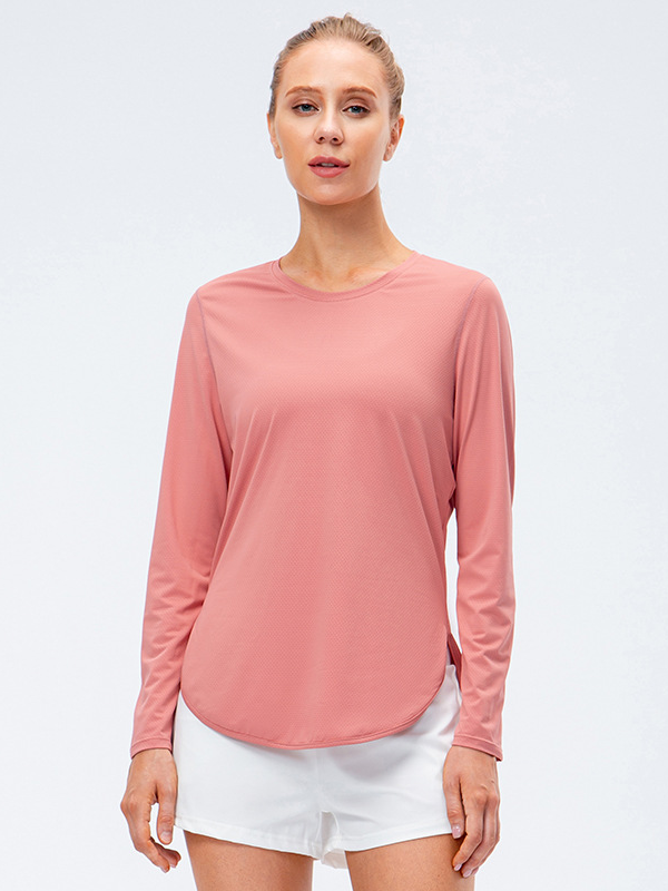 Flexvibe Loose Split Sleeve Yoga Top Thumb Hole UV Protection Quick Drying