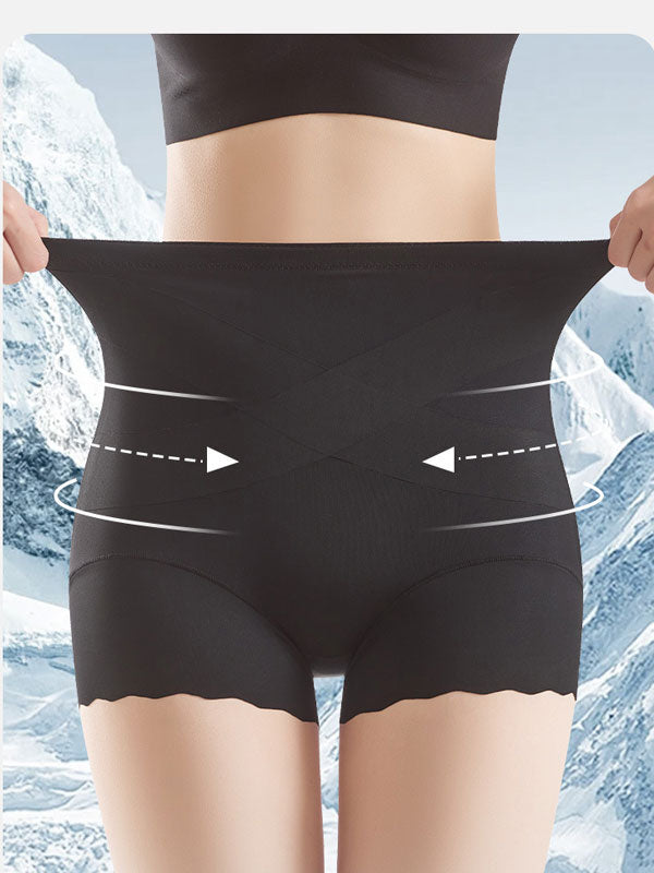 Flexvibe Ultra-Thin Ice Silk Cross High Waisted Underwear for Women Skin-Friendly Tummy Control Butt Lifting Seamless Quick Dry Breathable Briefs