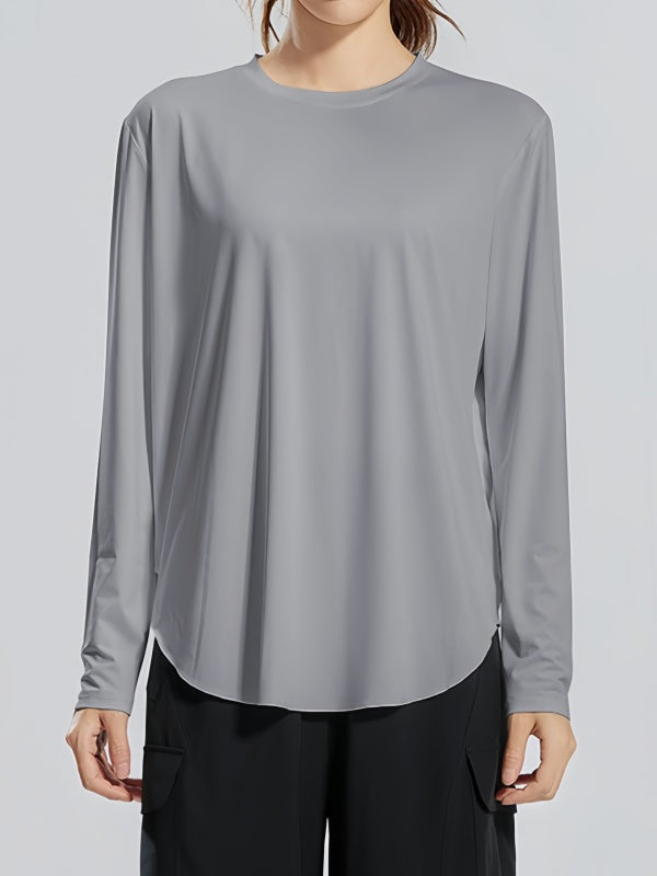 Flexvibe Ice Silk Yoga Hoodie Crew Neck Breathable Slim Fit Long Sleeve Sun Protection