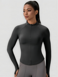 Flexvibe Women’s Yoga Fitness Long Sleeve - Naked Feel Half-Zip Stand Collar Tight Fit