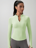 Flexvibe Women’s Yoga Fitness Long Sleeve - Naked Feel Half-Zip Stand Collar Tight Fit