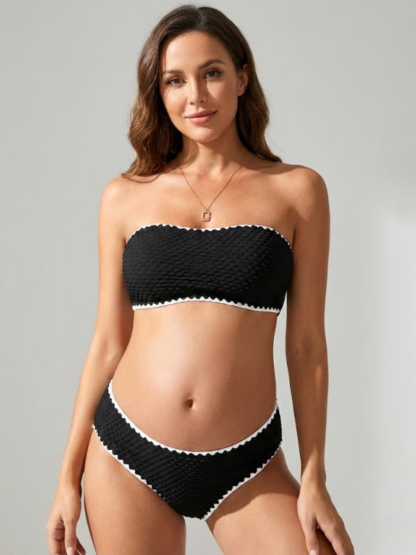 Flexvibe Strapless Maternity One-Piece Swimsuit Belly Support High Stretch