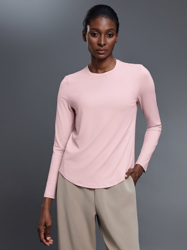 Flexvibe Women’s Yoga Fitness Casual Tee - Crew Neck Loose Breathable Long Sleeve
