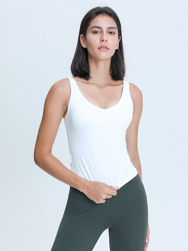 Flexvibe V-Neck Yoga Tank Top - Breathable Moisture-Wicking Non-Slip Gym Workout Top