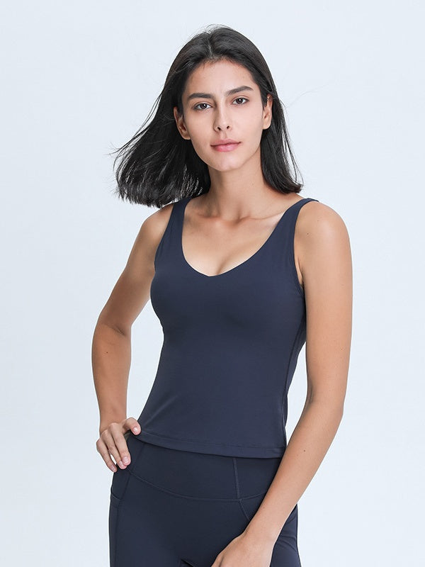 Flexvibe V-Neck Yoga Tank Top - Breathable Moisture-Wicking Non-Slip Gym Workout Top