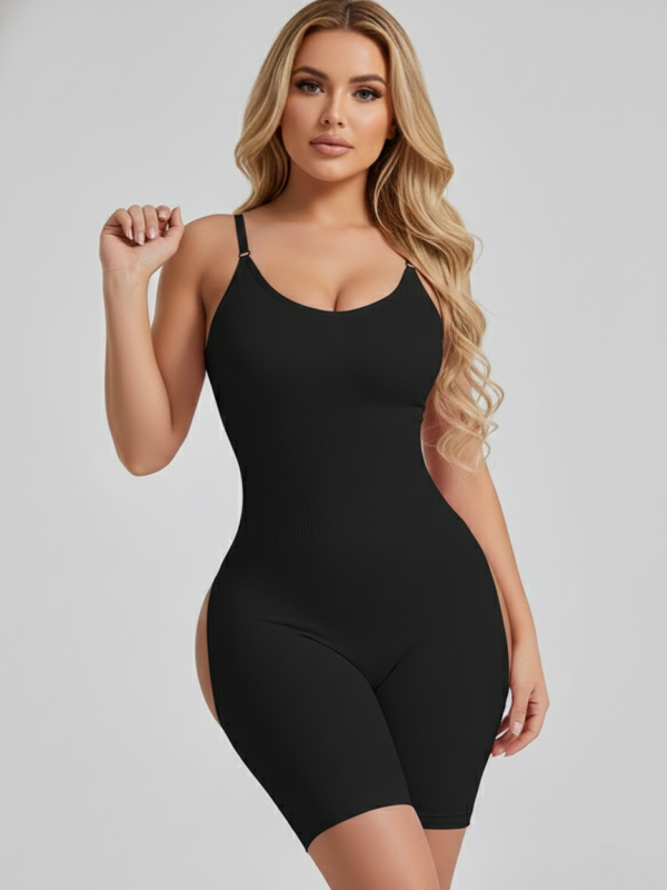 Flexvibe Seamless Back Cutout Bodysuit - One-Piece Stretchy Confident Flattering Fit