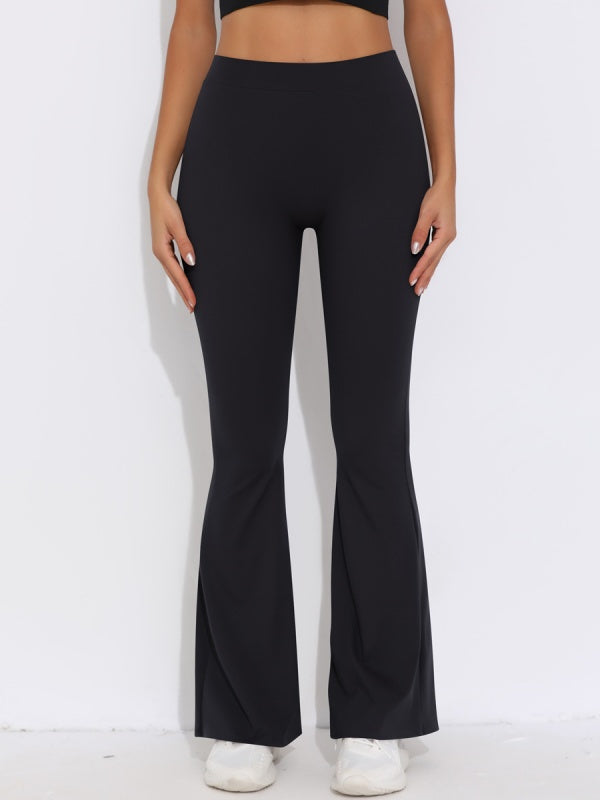 Flexvibe High Waisted V-Waist Butt Lifting Yoga Pants - Wide Leg Cropped 4-Way Stretch
