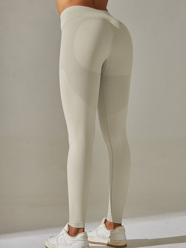 Flexvibe High Waisted Seamless Yoga Leggings - Jacquard Slim Fit Tummy Control Partial Mesh