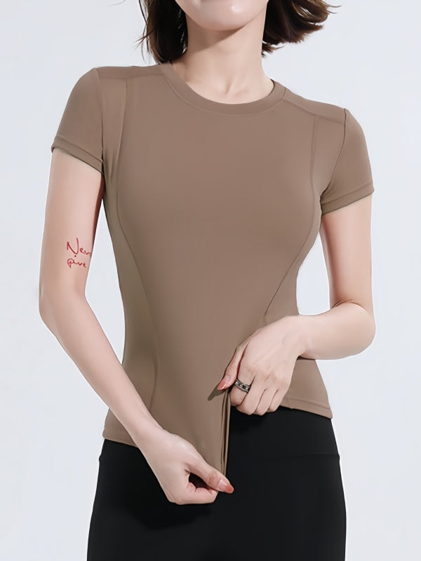 Flexvibe Plus-Size Breathable Mesh Yoga T-Shirt - Loose-Fit Gym Outdoor Running
