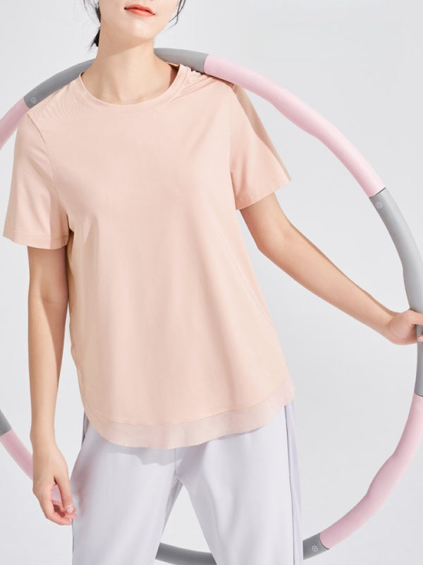 Flexvibe Plus-Size Breathable Mesh Yoga T-Shirt - Loose-Fit Gym Outdoor Running