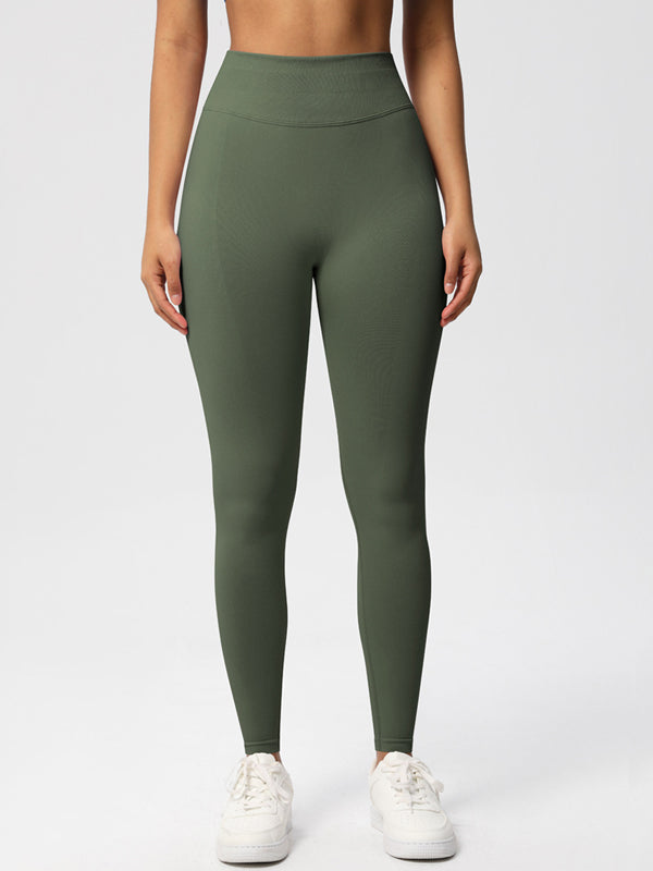 Flexvibe High Waisted Seamless Yoga Leggings - Solid Color Butt Lifting Tummy Control 4-Way Stretch