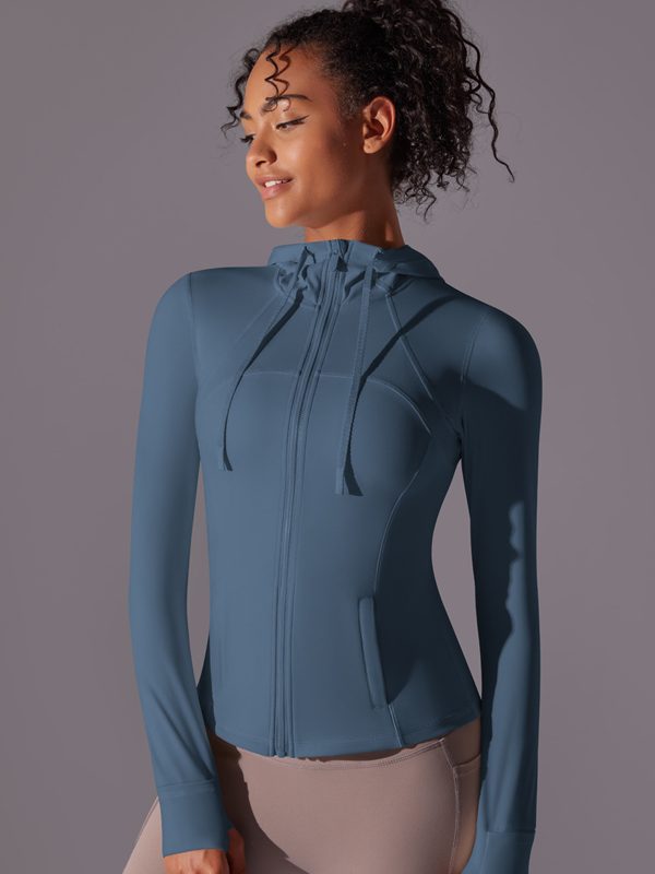 Flexvibe Zipper Pocket Hooded Sports Jacket - Breathable Slim-Fit Versatile Athletic Outerwear