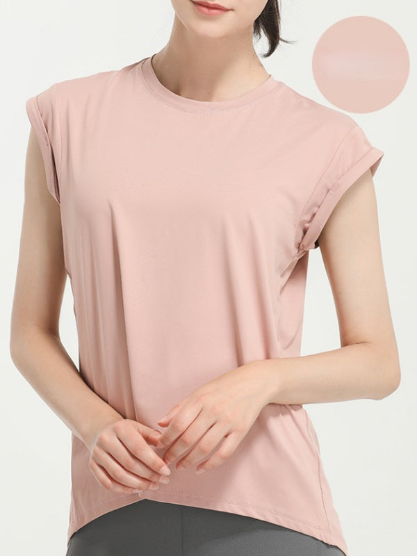 Flexvibe Quick Dry Sports Cover-Up Hollow Back Lightweight Elastic Yoga Tee
