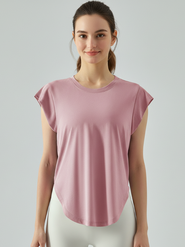 Flexvibe Women’s Gym Casual Sports Tee - Modal Loose Fit Shoulder Covering Breathable