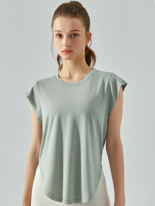 Flexvibe Women’s Gym Casual Sports Tee - Modal Loose Fit Shoulder Covering Breathable