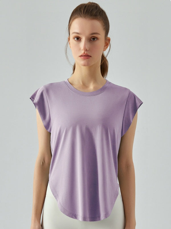 Flexvibe Women’s Gym Casual Sports Tee - Modal Loose Fit Shoulder Covering Breathable
