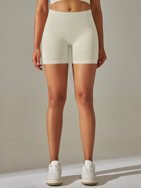 Flexvibe High-Waisted Seamless Yoga Shorts - Knit Stretchy Moisture-Wicking Workout Bottoms