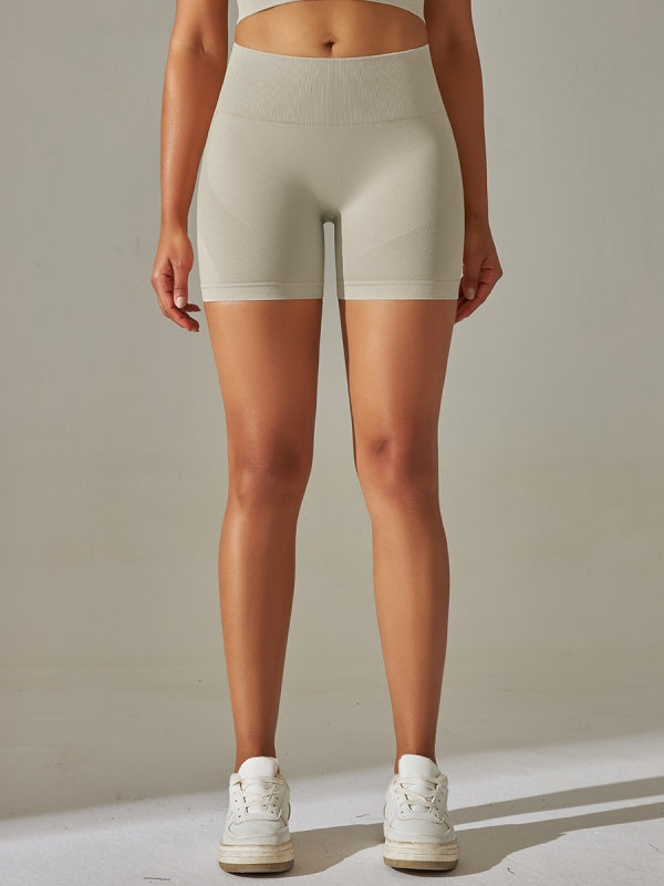 Flexvibe High-Waisted Seamless Yoga Shorts - Knit Stretchy Moisture-Wicking Workout Bottoms
