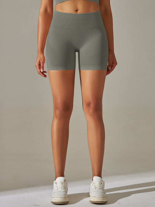 Flexvibe High-Waisted Seamless Yoga Shorts - Knit Stretchy Moisture-Wicking Workout Bottoms