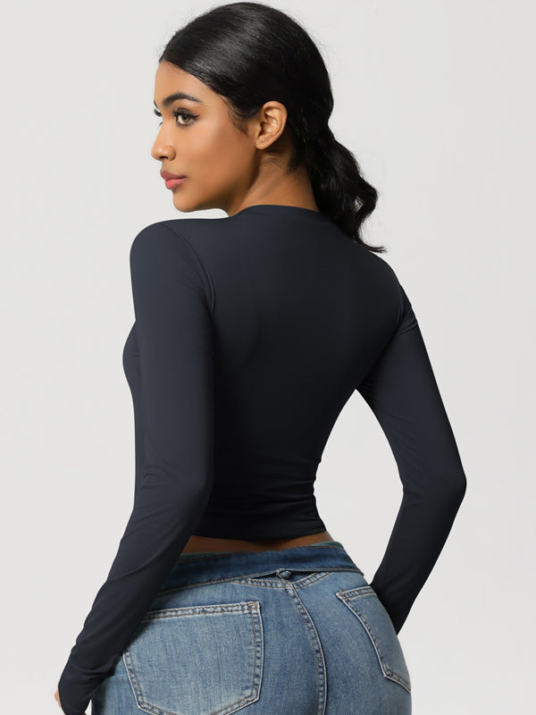 Flexvibe High Elastic Quick Dry Sports Top - Tight Fitting Skin-Friendly Long Sleeve Yoga Wear