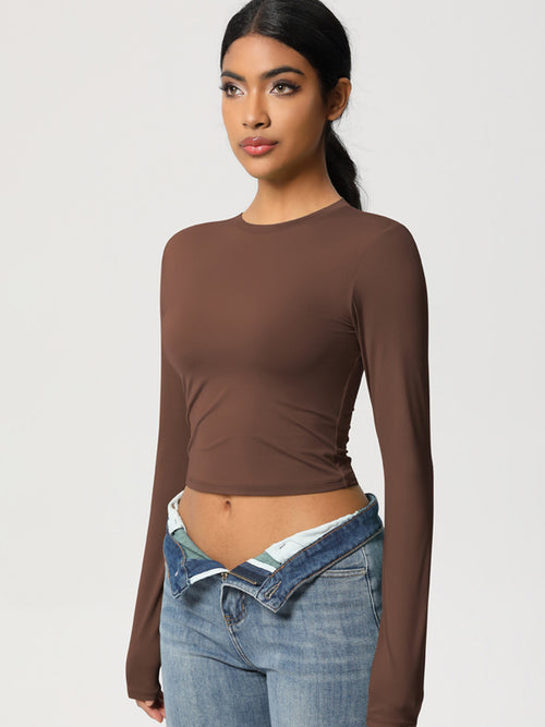 Flexvibe women's padded tight-fit stretch long sleeve workout top