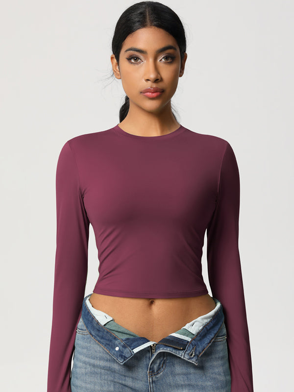Flexvibe High Elastic Quick Dry Sports Top - Tight Fitting Skin-Friendly Long Sleeve Yoga Wear