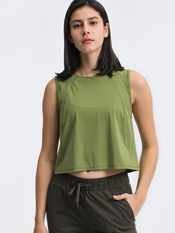 Flexvibe Sleeveless Cropped Tank Top - Breathable Moisture-Wicking Yoga Gym Workout Top