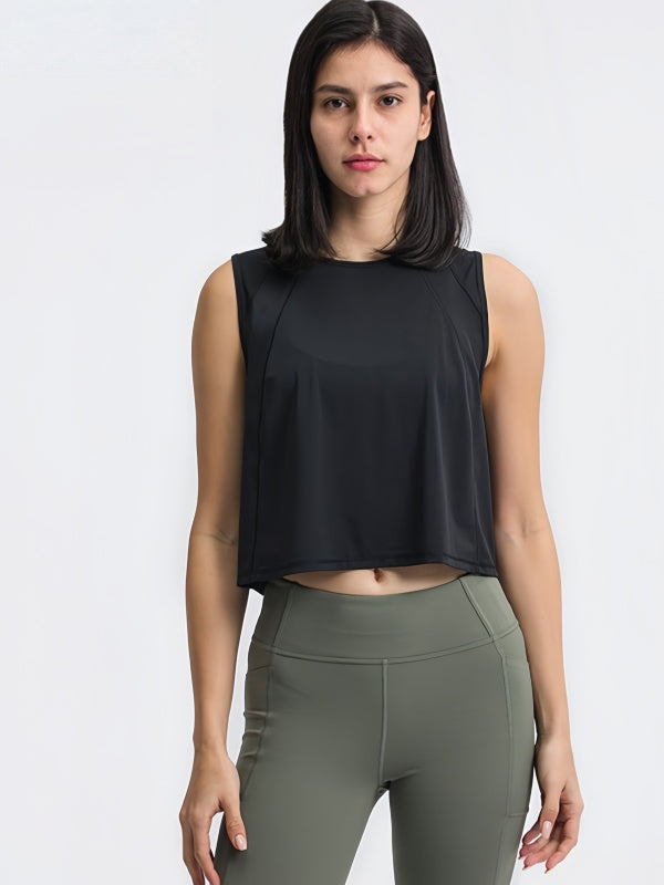 Flexvibe Sleeveless Cropped Tank Top - Breathable Moisture-Wicking Yoga Gym Workout Top