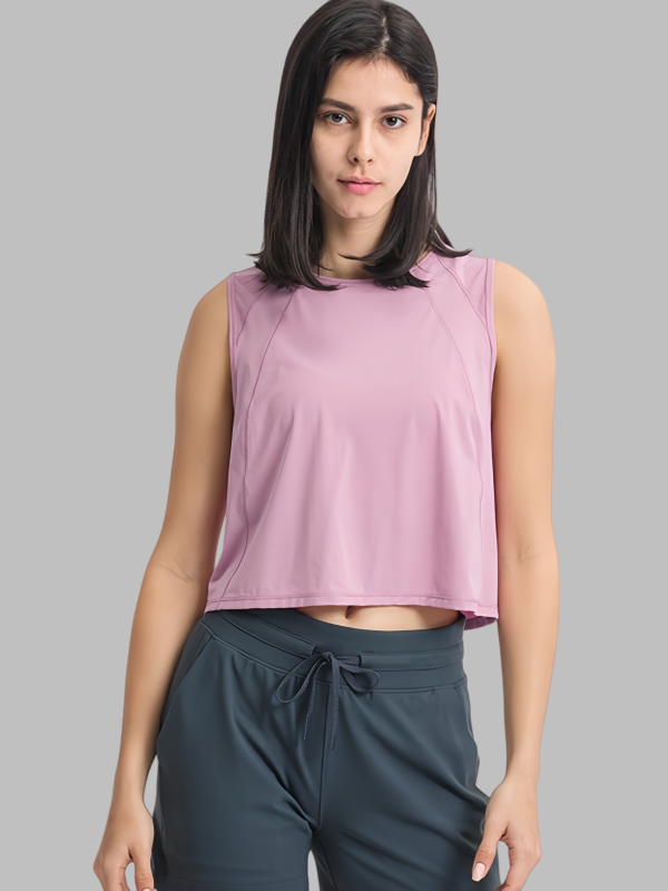 Flexvibe Sleeveless Cropped Tank Top - Breathable Moisture-Wicking Yoga Gym Workout Top