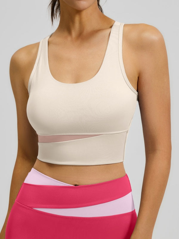 Flexvibe Color-Block Sports Bra - Wireless Supportive Breathable Non-Slip Yoga Gym Top