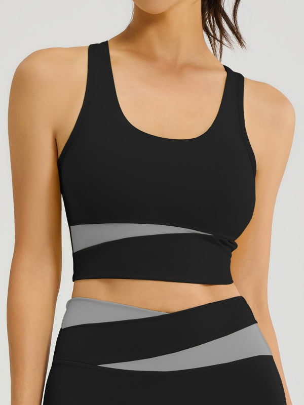 Flexvibe Color-Block Sports Bra - Wireless Supportive Breathable Non-Slip Yoga Gym Top