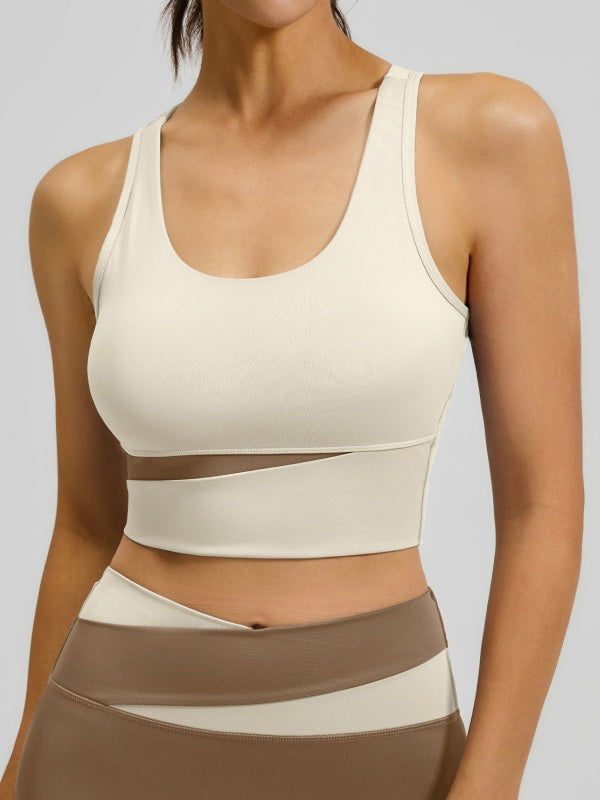 Flexvibe Color-Block Sports Bra - Wireless Supportive Breathable Non-Slip Yoga Gym Top