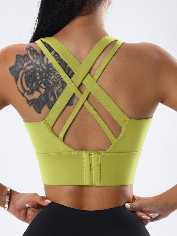 Flexvibe Tank Style Push Up Bra Crisscross Back Anti-Bounce for Gym Run