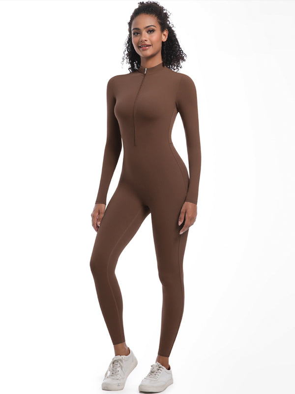 Flexvibe Women’s Yoga Pilates Bodysuit - Half-Zip Slim-Fit Breathable Athletic Wear