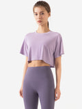 Flexvibe Women’s Yoga Gym Cover-Up - Modal Loose Crop Top Breathable Short Sleeve