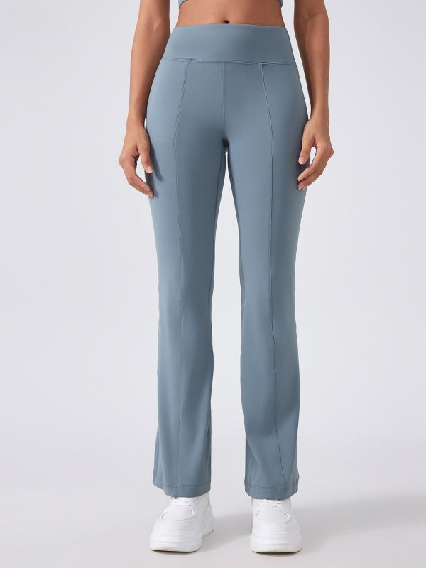 Flexvibe High Waisted Butt Lifting Wide Leg Flared Yoga Pants - Tummy Control with Side Pockets