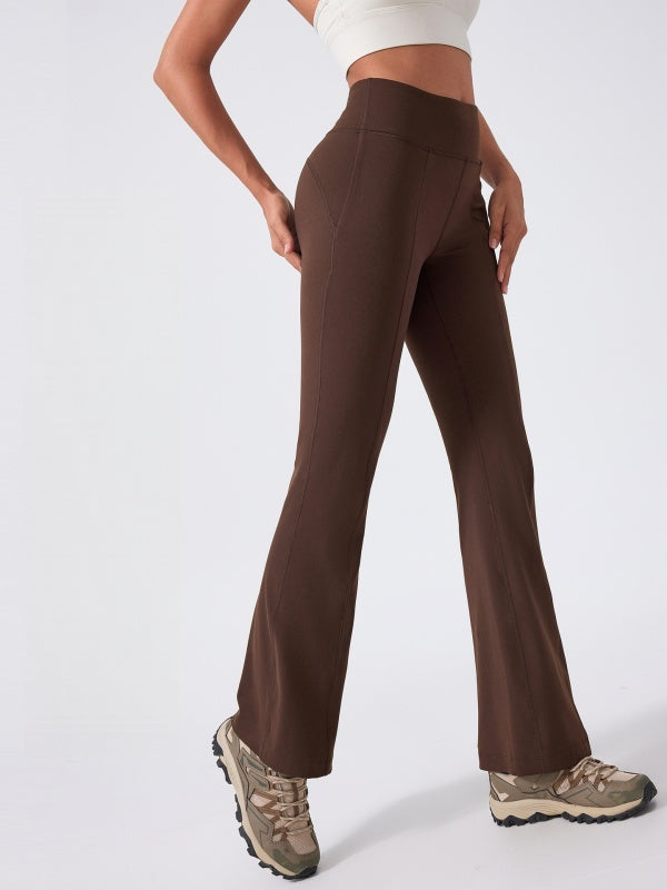 Flexvibe High Waisted Butt Lifting Wide Leg Flared Yoga Pants - Tummy Control with Side Pockets