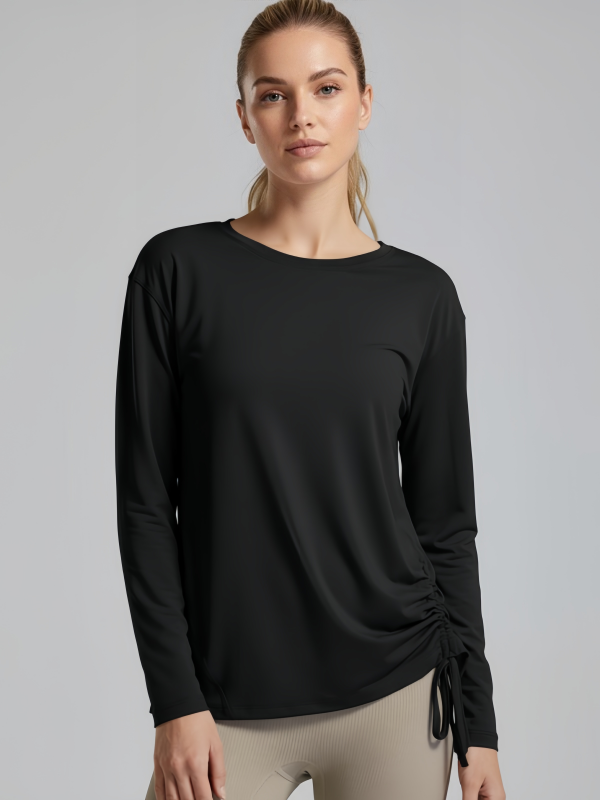 Flexvibe Drawstring Quick Dry Sports Top - S-5XL Breathable Long Sleeve Slim Loose Fit