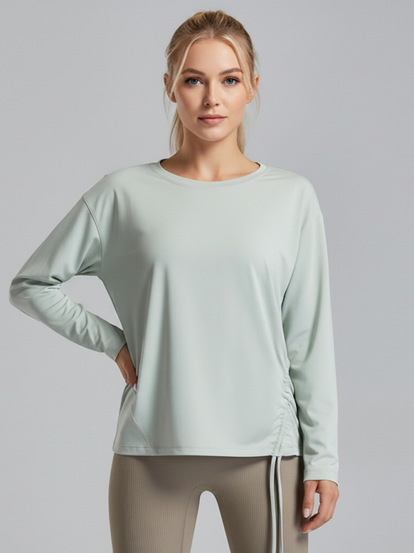 Flexvibe Drawstring Quick Dry Sports Top - S-5XL Breathable Long Sleeve Slim Loose Fit