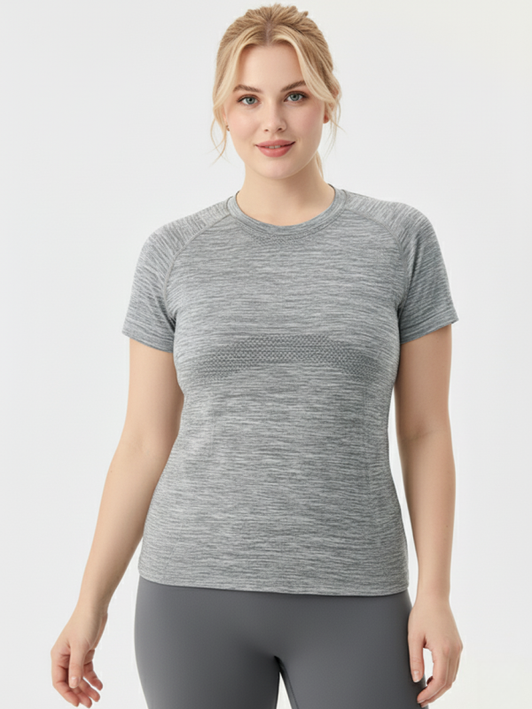 Flexvibe Women’s Gym Slim Fit T-Shirt - Barely-There Seamless Waist Cinching Sweat-Absorbing